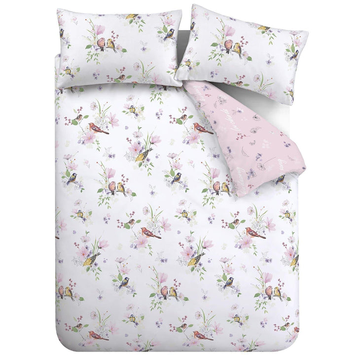 Songbird Floral Reversible Pink Duvet Cover Set - Ideal