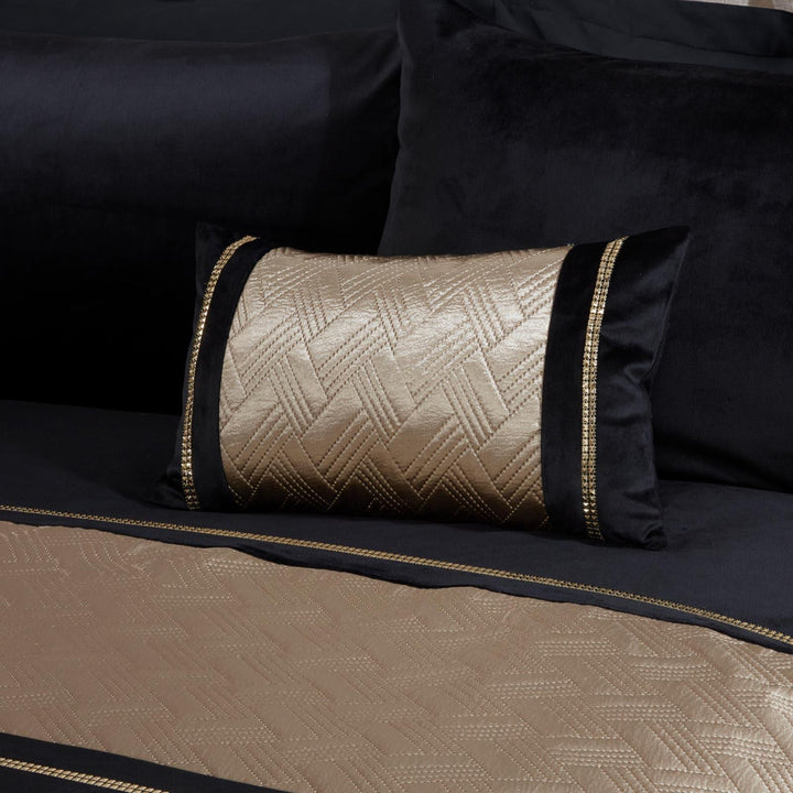 Capri Diamante Embellished Black & Gold Boudoir Cushion -  - Ideal Textiles