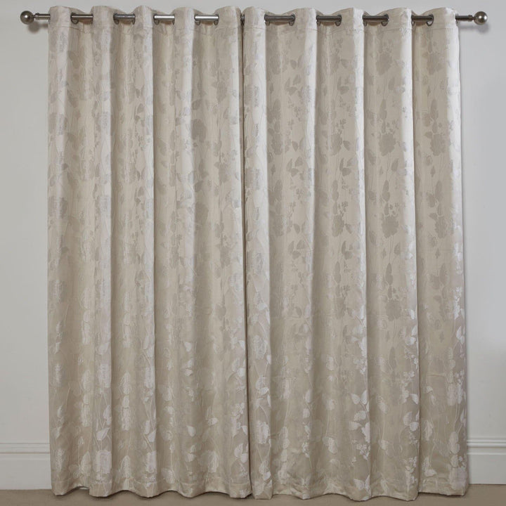 Butterfly Meadow Jacquard Lined Eyelet Curtains Cream -  - Ideal Textiles