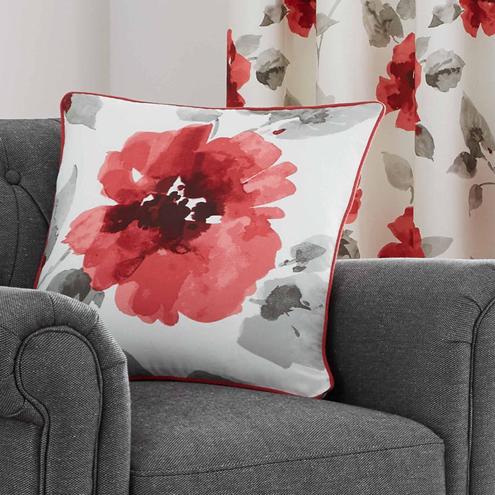 Adrianna Floral Red Cushion Cover 17" x 17" -  - Ideal Textiles