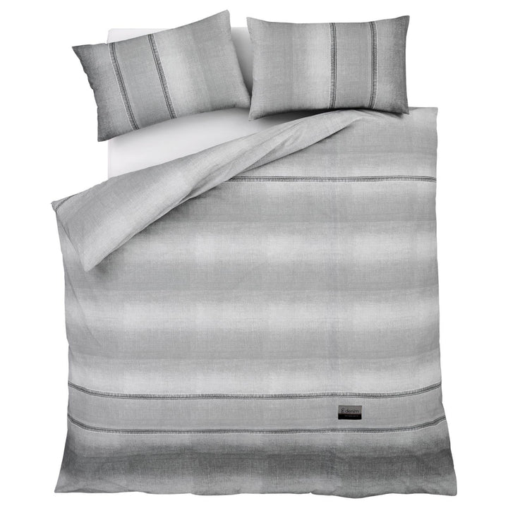 Denim Stitch Distressed Style Printed Grey Duvet Cover Set -  - Ideal Textiles