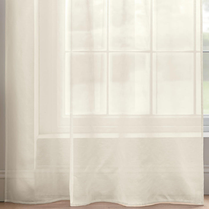 Tiara Diamante Tab Top Voile Curtain Panels Cream -  - Ideal Textiles