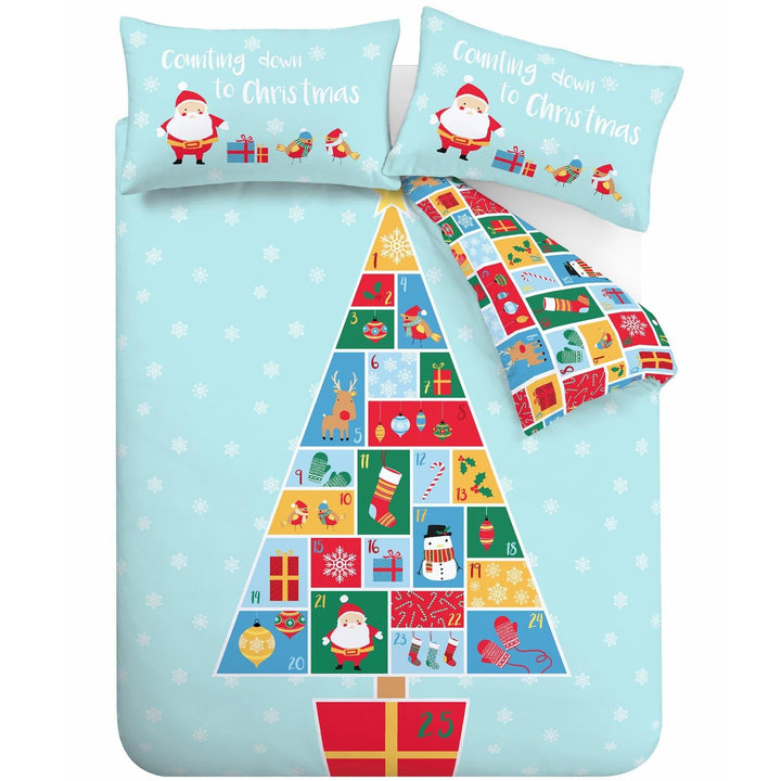 Countdown to Christmas Advent Pocket Blue Duvet Cover Set -  - Ideal Textiles
