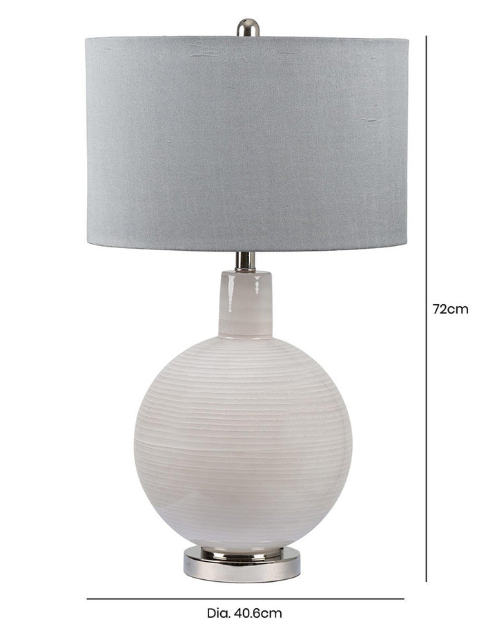 Grey Ripple Globe Table Lamp - Ideal