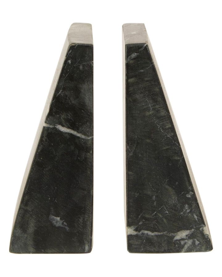 Pair of Hand Cut Marble Bookends Black - Ideal