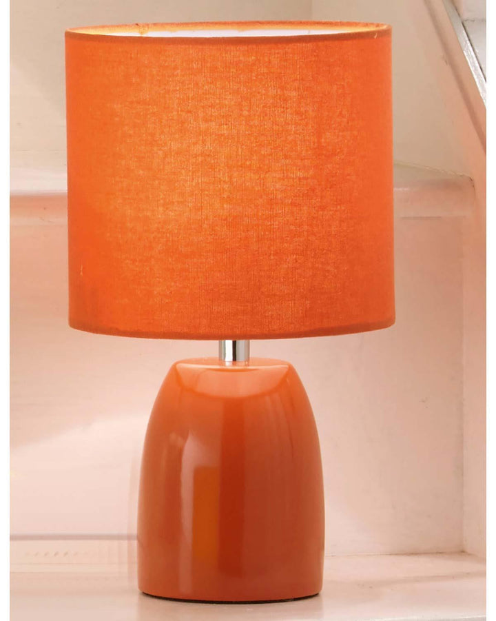 Burnt orange Opal Table Lamp with cotton shade - Ideal