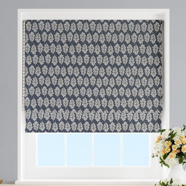 Oak Leaf Midnight Made To Measure Roman Blind -  - Ideal Textiles