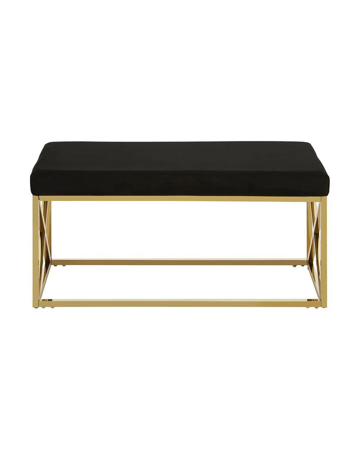 Nairn Gold Frame Bench Seat Black Velvet - Ideal