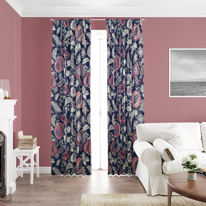 Summer Fruits Indigo Made To Measure Curtains -  - Ideal Textiles