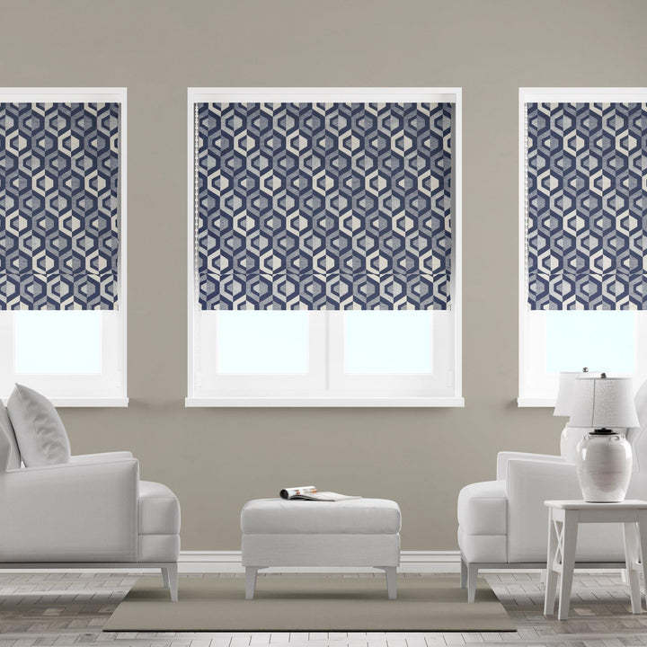 Wenden Navy Made To Measure Roman Blind -  - Ideal Textiles