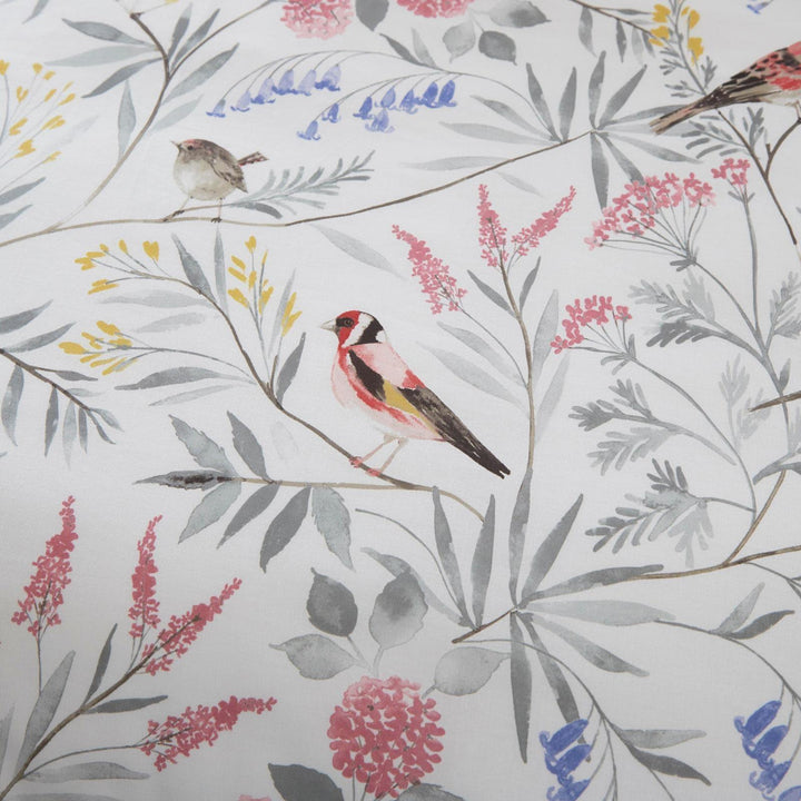 Caraway Floral Bird Reversible Pink Duvet Cover Set - Ideal