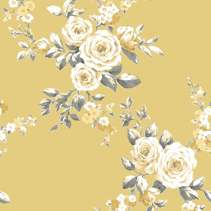 Canterbury Floral Wallpaper Ochre - Ideal