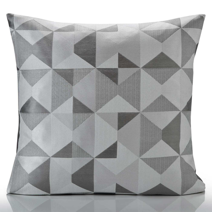 Skandi Geometric Jacquard Silver Cushion Cover 22'' x 22'' -  - Ideal Textiles