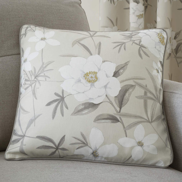 Eve Floral Print Natural Cushion Cover 17" x 17" -  - Ideal Textiles