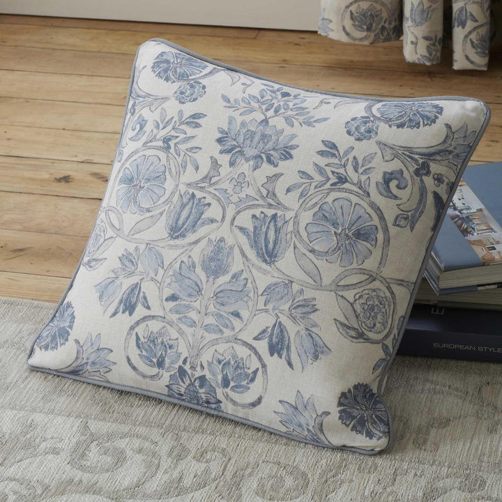 Averie Heritage Floral Blue Cushion Cover 17" x 17" -  - Ideal Textiles