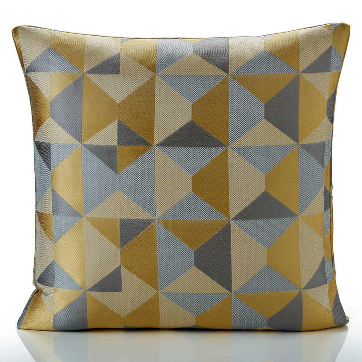 Skandi Geometric Jacquard Ochre Cushion Cover 18'' x 18'' -  - Ideal Textiles