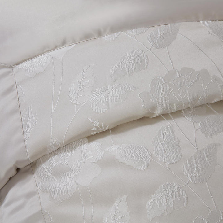 Butterfly Meadow Jacquard Sateen Quilted Cream Bedspread -  - Ideal Textiles