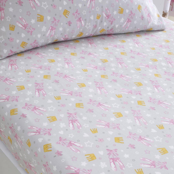 Ballet Dancer Ditsy Print Pink Fitted Sheets - Cot Bed - Ideal Textiles