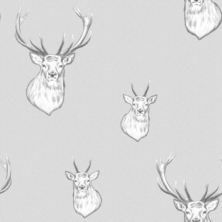 Stag Wallpaper Silver - Ideal