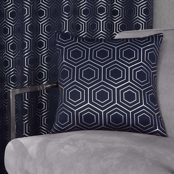 Hartford Geometric Navy Cushion Cover 17" x 17" - Ideal