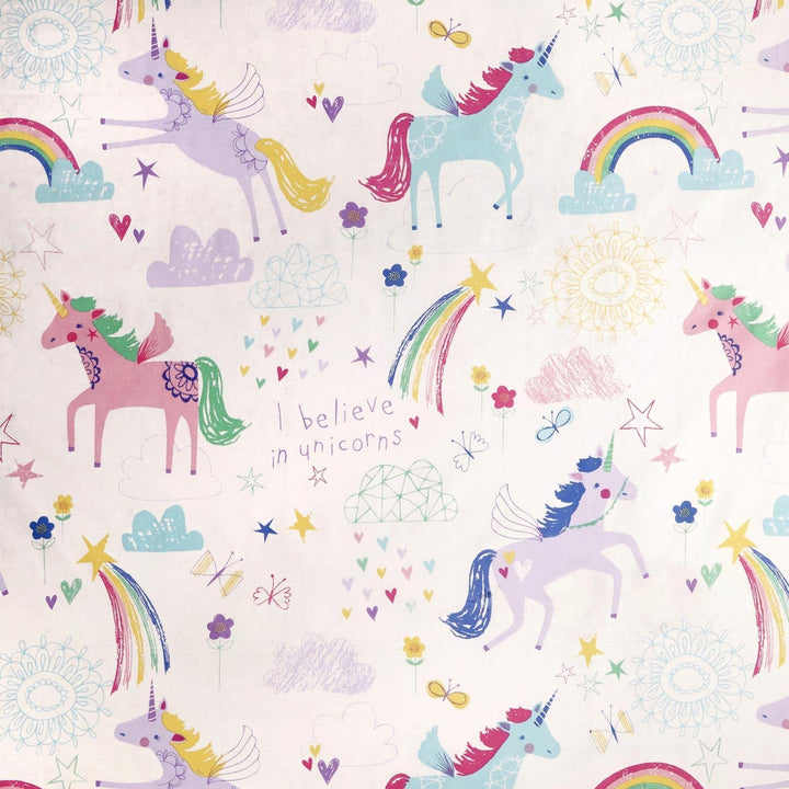 Rainbow Unicorn Reversible White & Teal Duvet Cover Set -  - Ideal Textiles