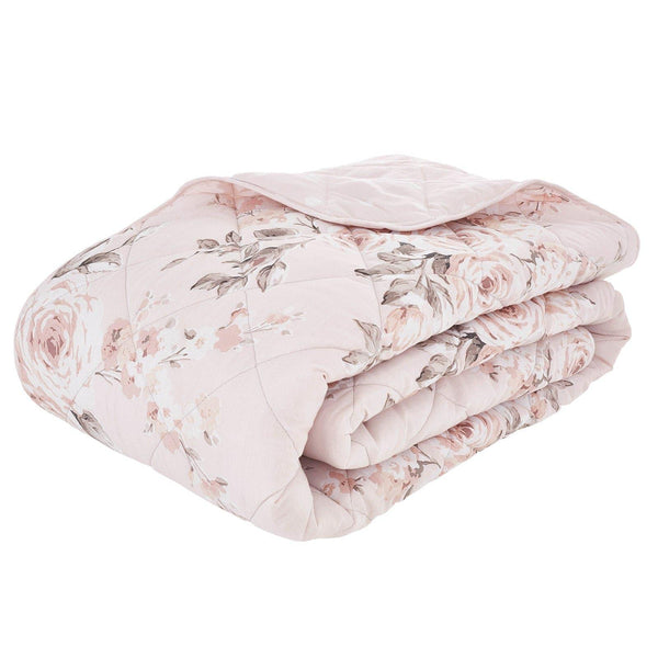 Canterbury Floral Sparkle Blush Pink Quilted Bedspread -  - Ideal Textiles