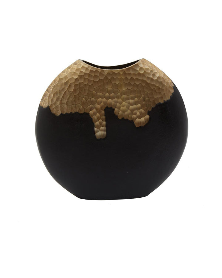 Warm Metallic and Black Daito Round Vase (Large) - Ideal