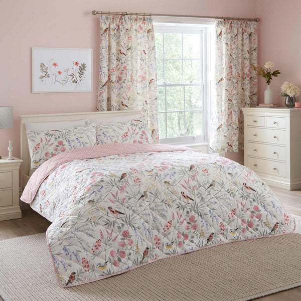 Caraway Floral Reversible Pink Bedspread - Ideal