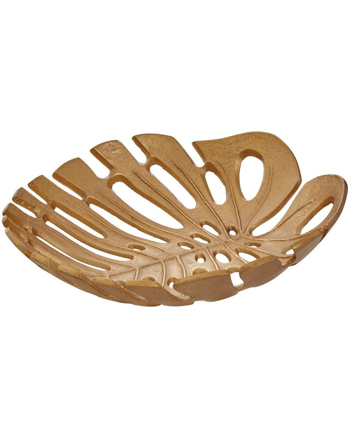 Gold Monstera Leaf Large Decorative Bowl - Ideal