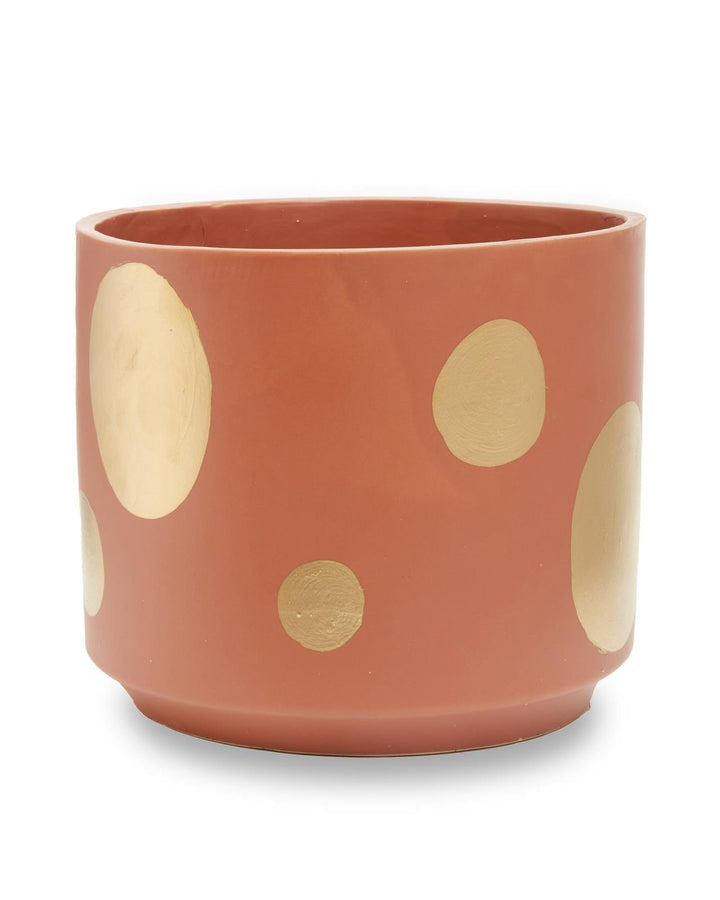 Soho Large Ceramic Plant Pot Terracotta & Gold - Ideal