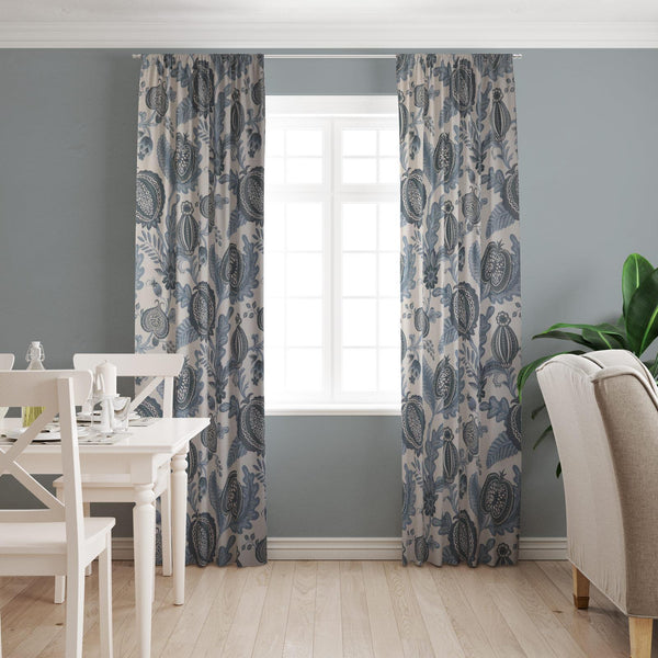 Winter Pod Delft Made To Measure Curtains -  - Ideal Textiles