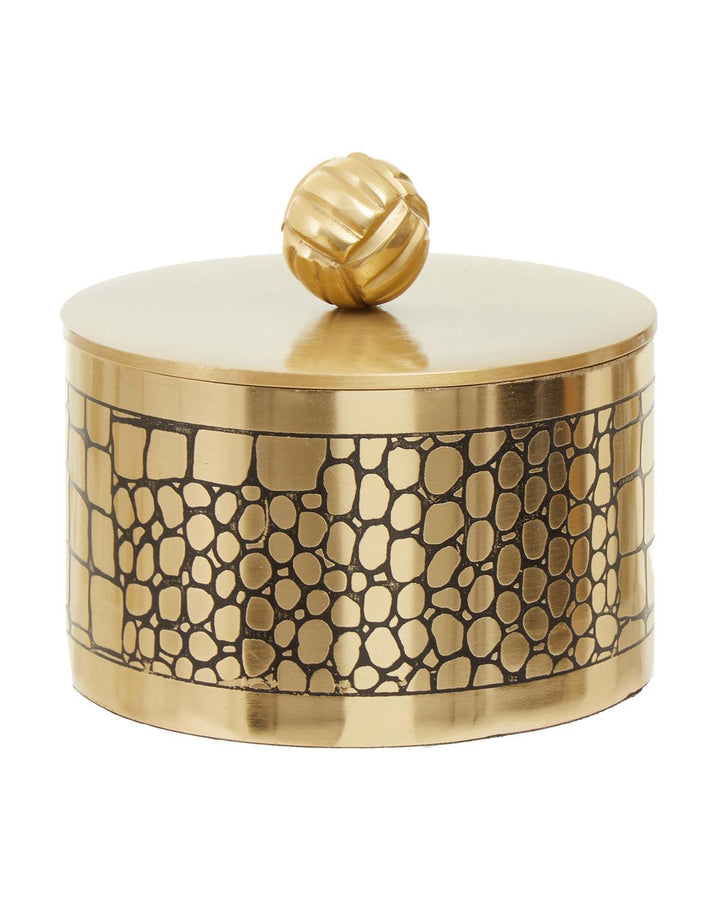 Roslin Gold Croc Small Trinket Box with Gold Lid - Ideal