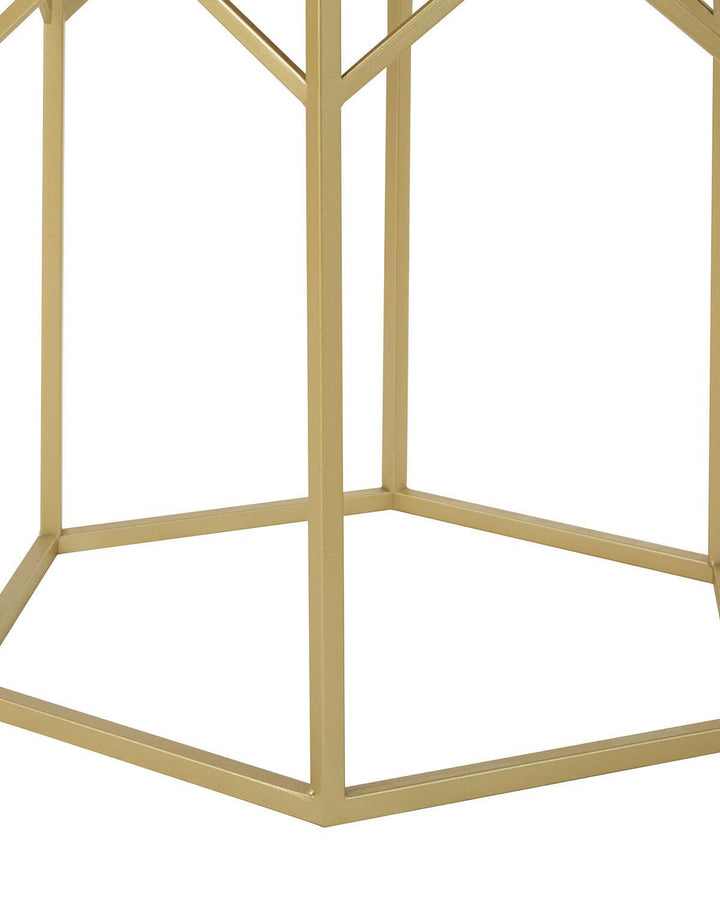 Set of 2 Hexagonal Champagne Side Tables - Ideal
