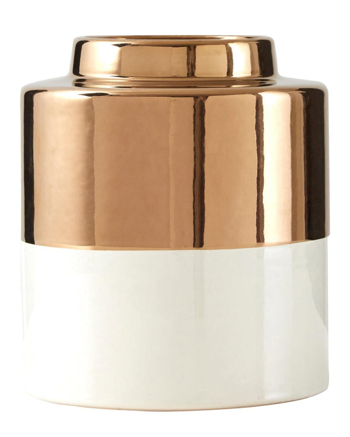 Small White Stella Metallic Gold Vase - Ideal