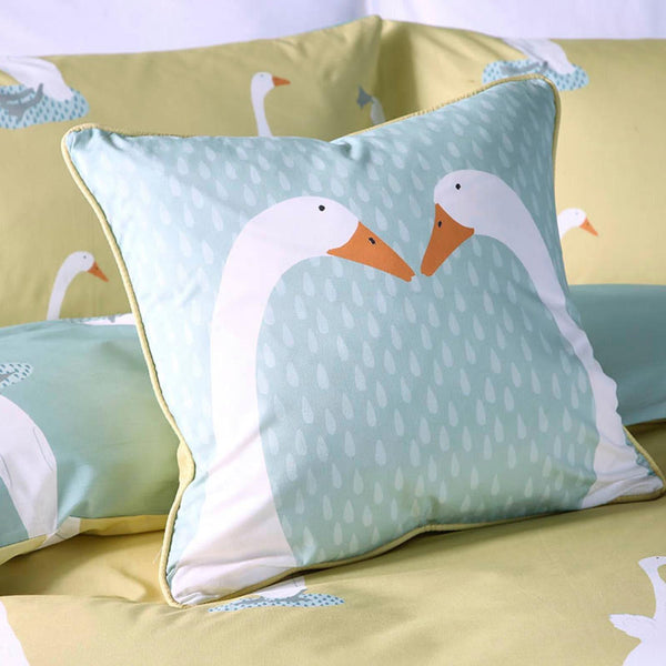 Puddles the Duck Velvet Teal Cushion Cover 17" x 17" - Ideal