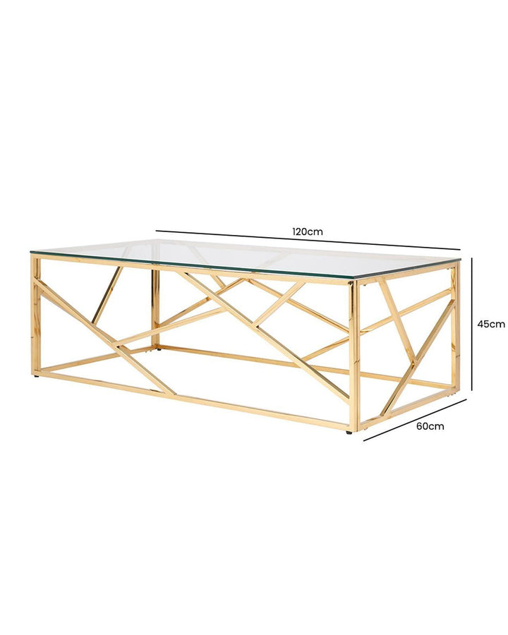 Tetra Gold Glass Coffee Table - Ideal