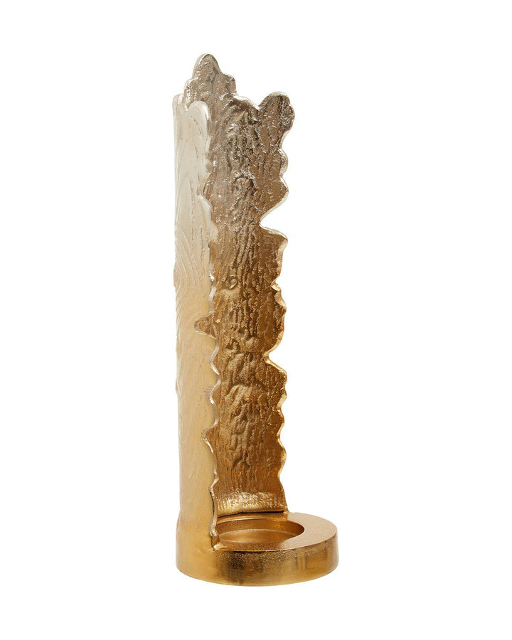Killin Silver Gold Textured Pillar Large Candle Holder - Ideal