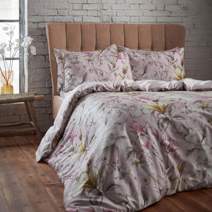 Lavish Floral Cotton Sateen Blush Duvet Cover Set - Ideal