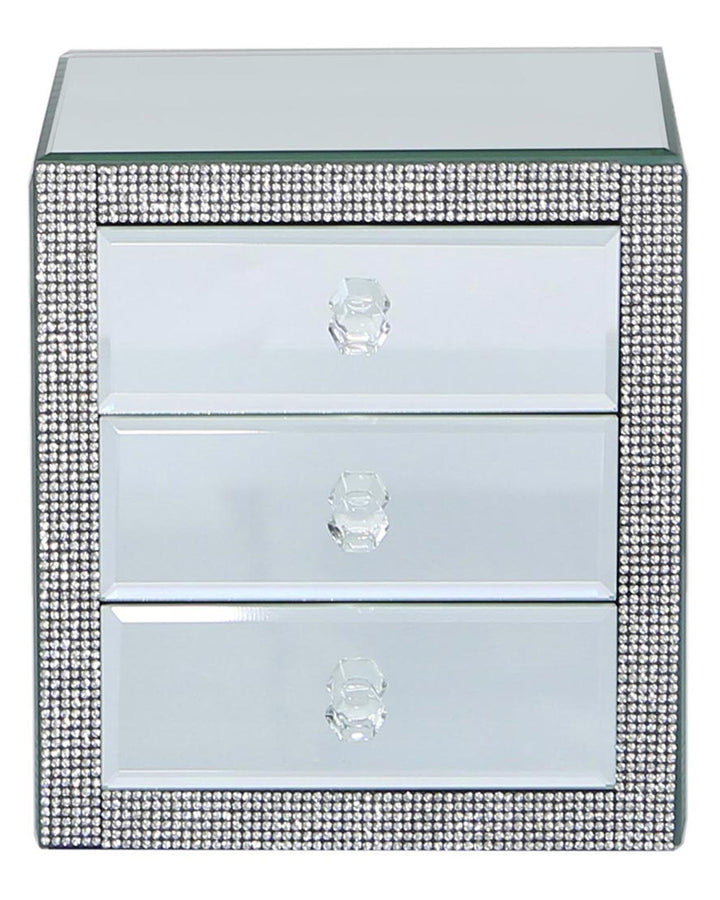 Mirror Diamante 3 Drawer Jewellery Box - Ideal