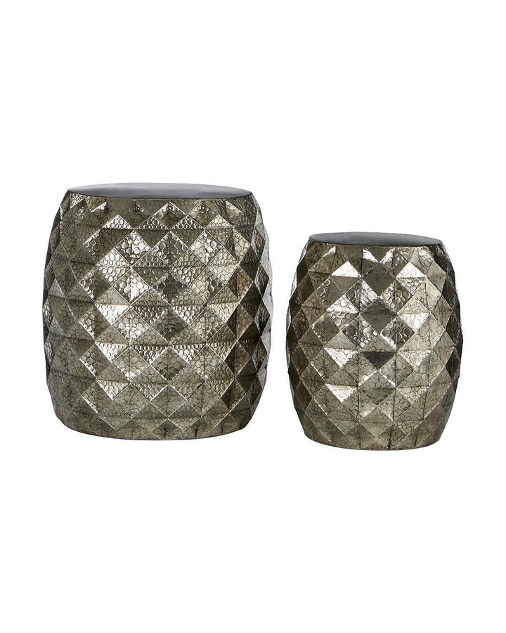 Set of 2 Textured Iron Decorative Stools - Ideal