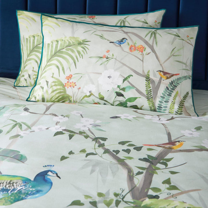 Peacock Jungle 100% Cotton Sateen Duvet Cover Set - Ideal