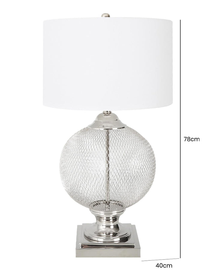 Silver Metal Cage Table Lamp - Ideal
