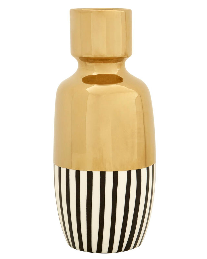 Large Suvi Monochrome Stripe Gold Vase - Ideal