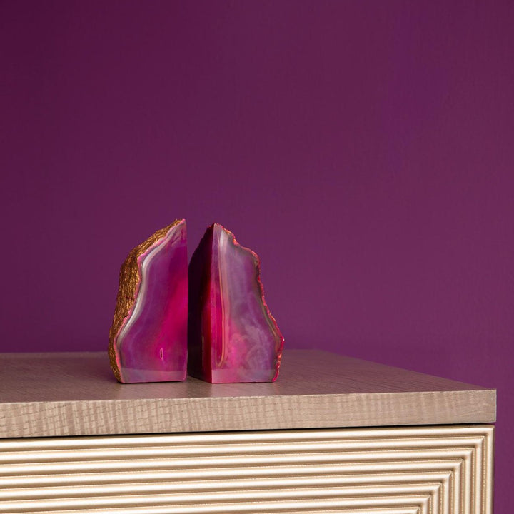 Agate Bookends Pink & Gold - Ideal