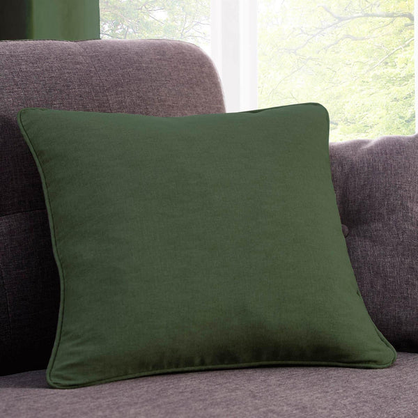 Sorbonne Plain Bottle Green Cushion Cover 17" x 17" -  - Ideal Textiles