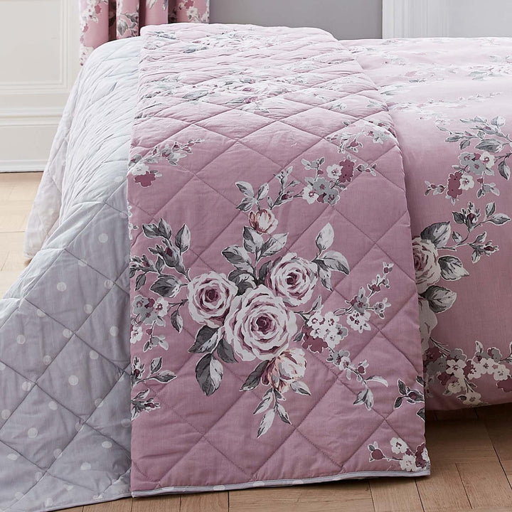 Canterbury Floral Polka Dot Heather Quilted Bedspread -  - Ideal Textiles