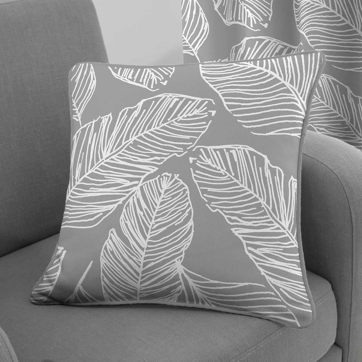 Matteo Palm Leaf Grey Cushion Cover 17" x 17" -  - Ideal Textiles