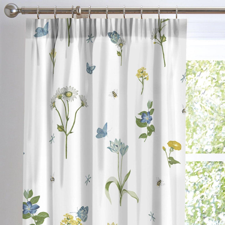 Emelia Pressed Flowers Lined Tape Top Curtains -  - Ideal Textiles