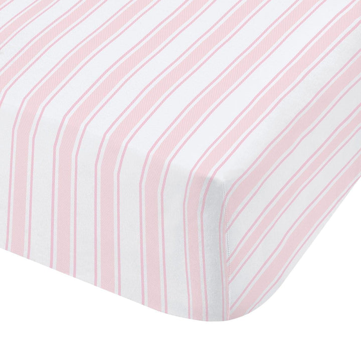Check & Stripe 100% Cotton Pink Fitted Sheets -  - Ideal Textiles