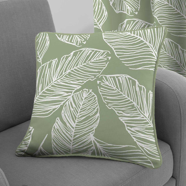 Matteo Palm Leaf Green Cushion Cover 17" x 17" -  - Ideal Textiles